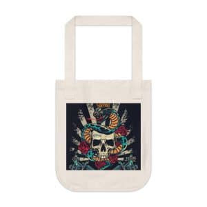 Organic Canvas Tote Bag Snake & Skull