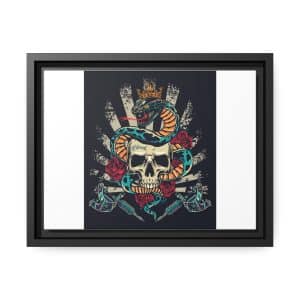 Matte Canvas, Black Frame Snake & Skull