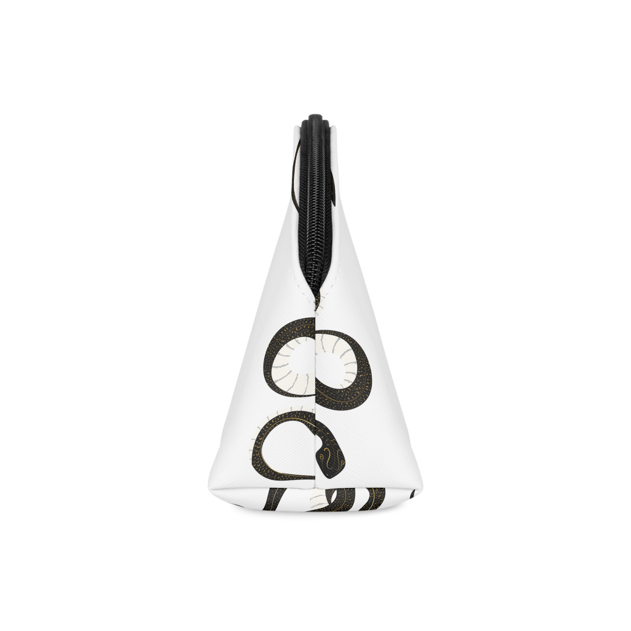 Black Golden Snake Wimple White Makeup Bag - Image 4