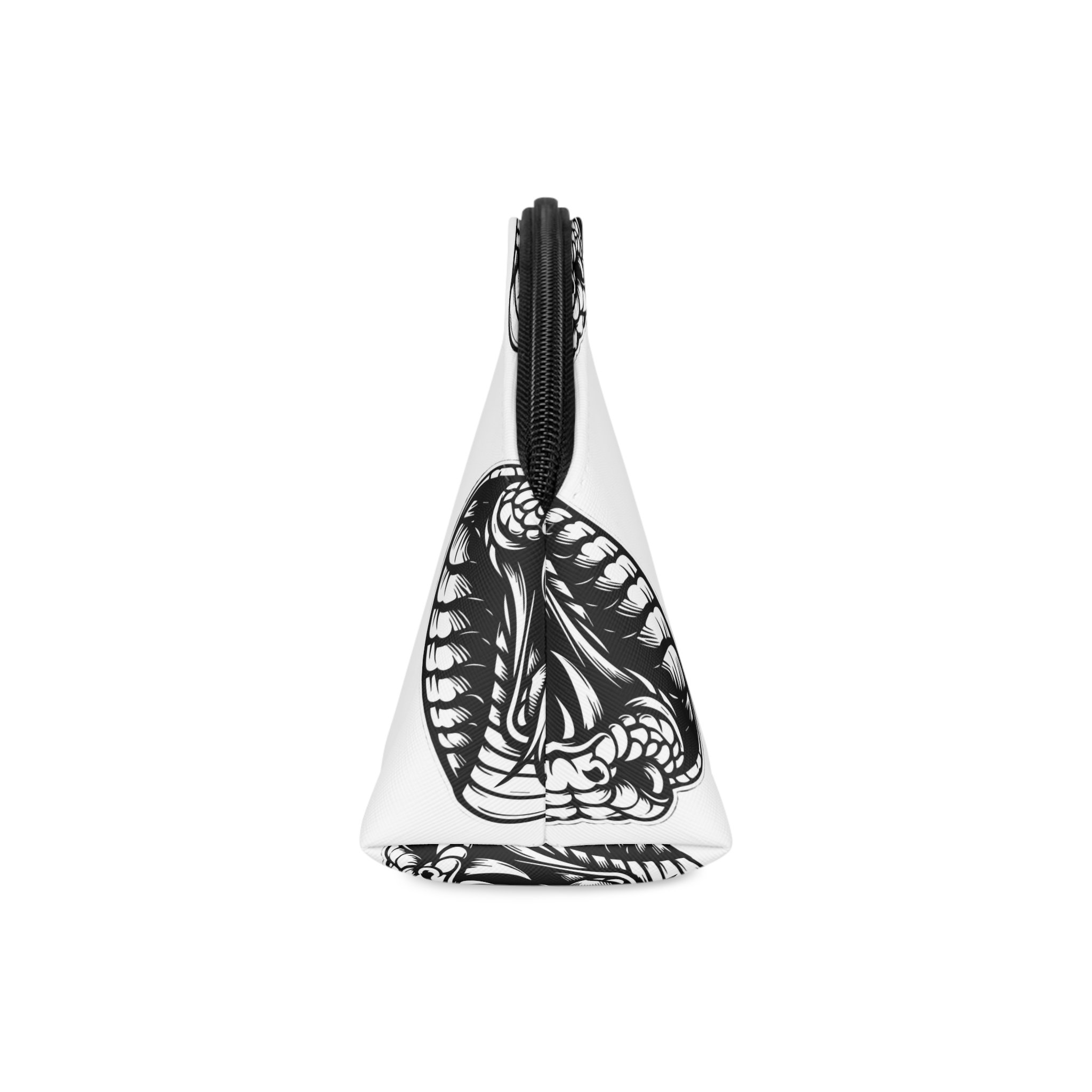 Dark Art Angry Cobra Snake Beast Head Black White Illustration Makeup Bag - Image 4