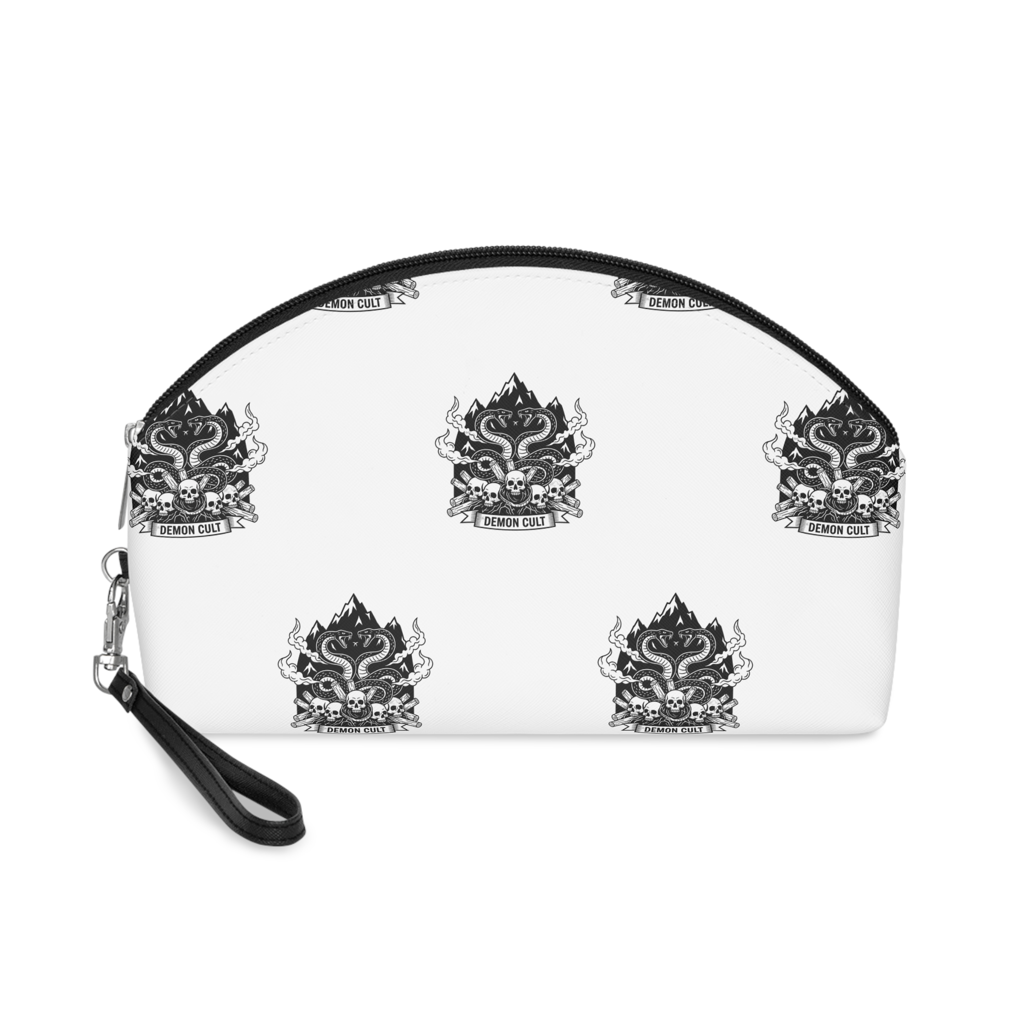 Demon Cult Emblem With Intertwined Snakes Skulls Makeup Bag