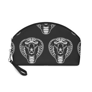 Dark Art Angry Cobra Snake Beast Black White Illustration Makeup Bag
