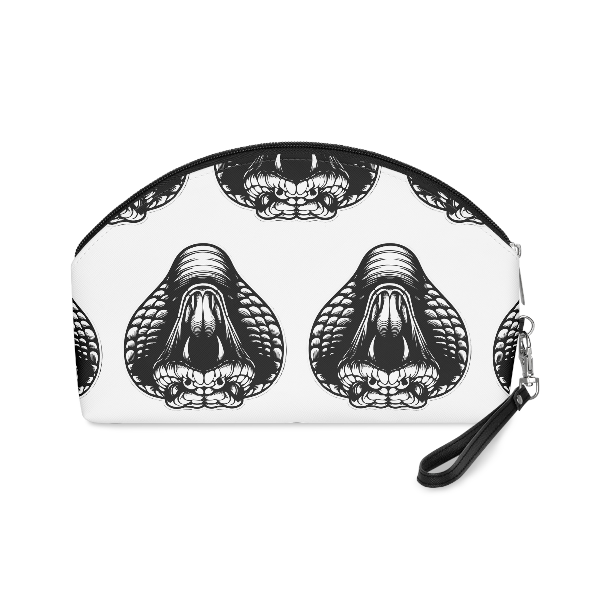 Arte Oscuro Cobra Enojada Cabeza Serpiente Ilustracion Blanco Negro Makeup Bag - Image 2
