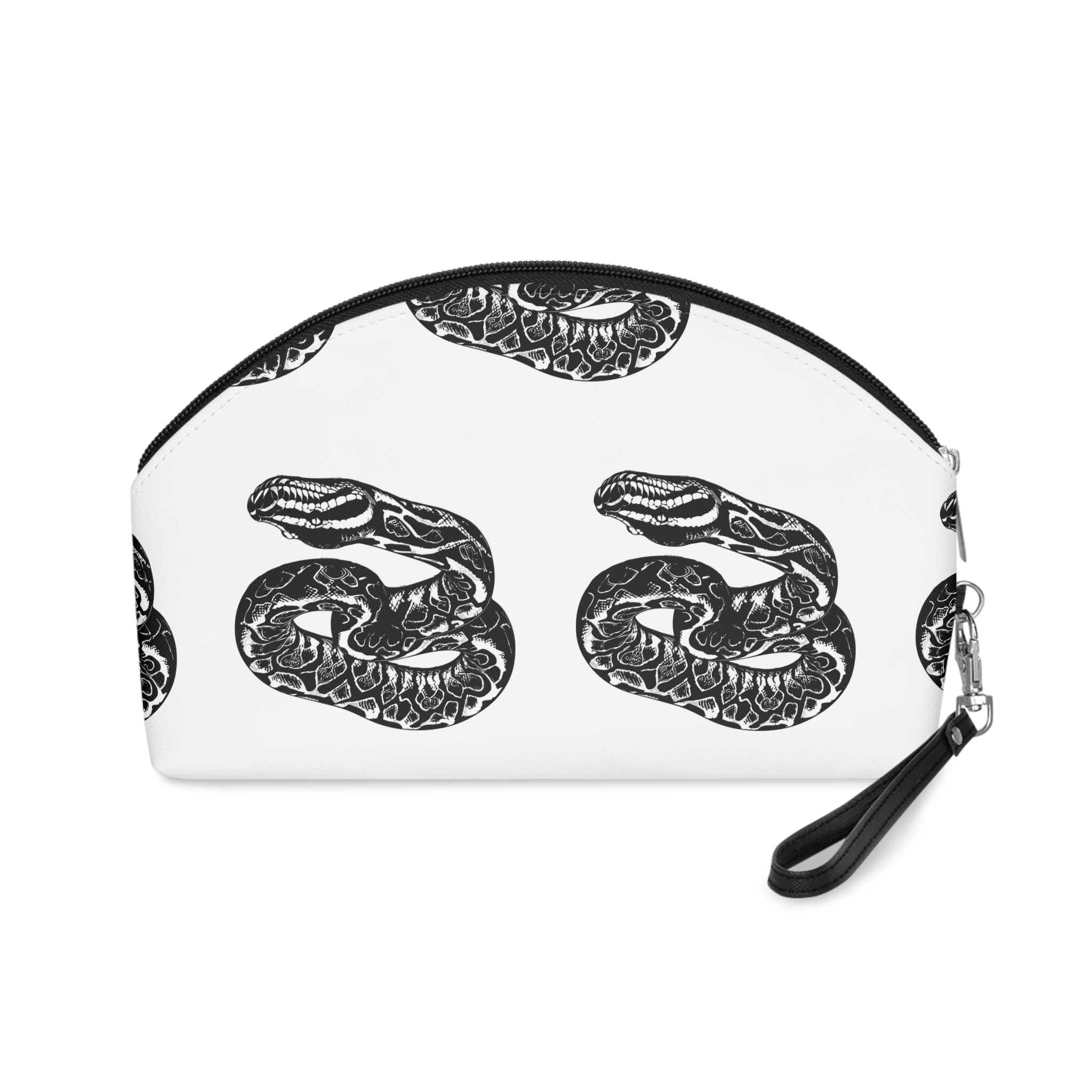 Black White Python Illustration Makeup Bag - Image 2