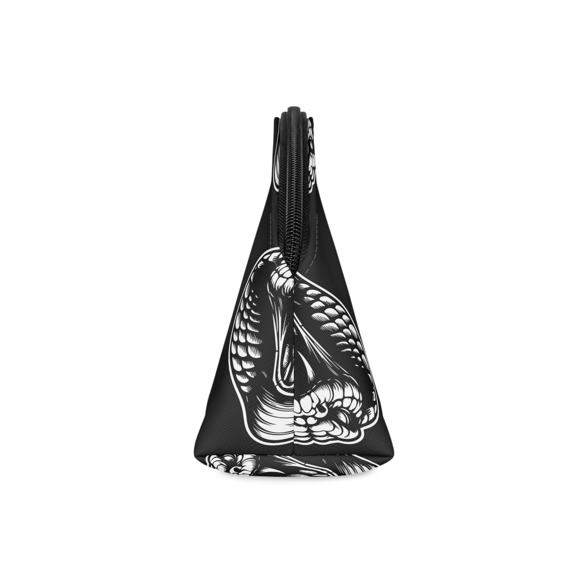 Dark Art Angry Cobra Snake Beast Head Black White Illustration(1) Makeup Bag - Image 4