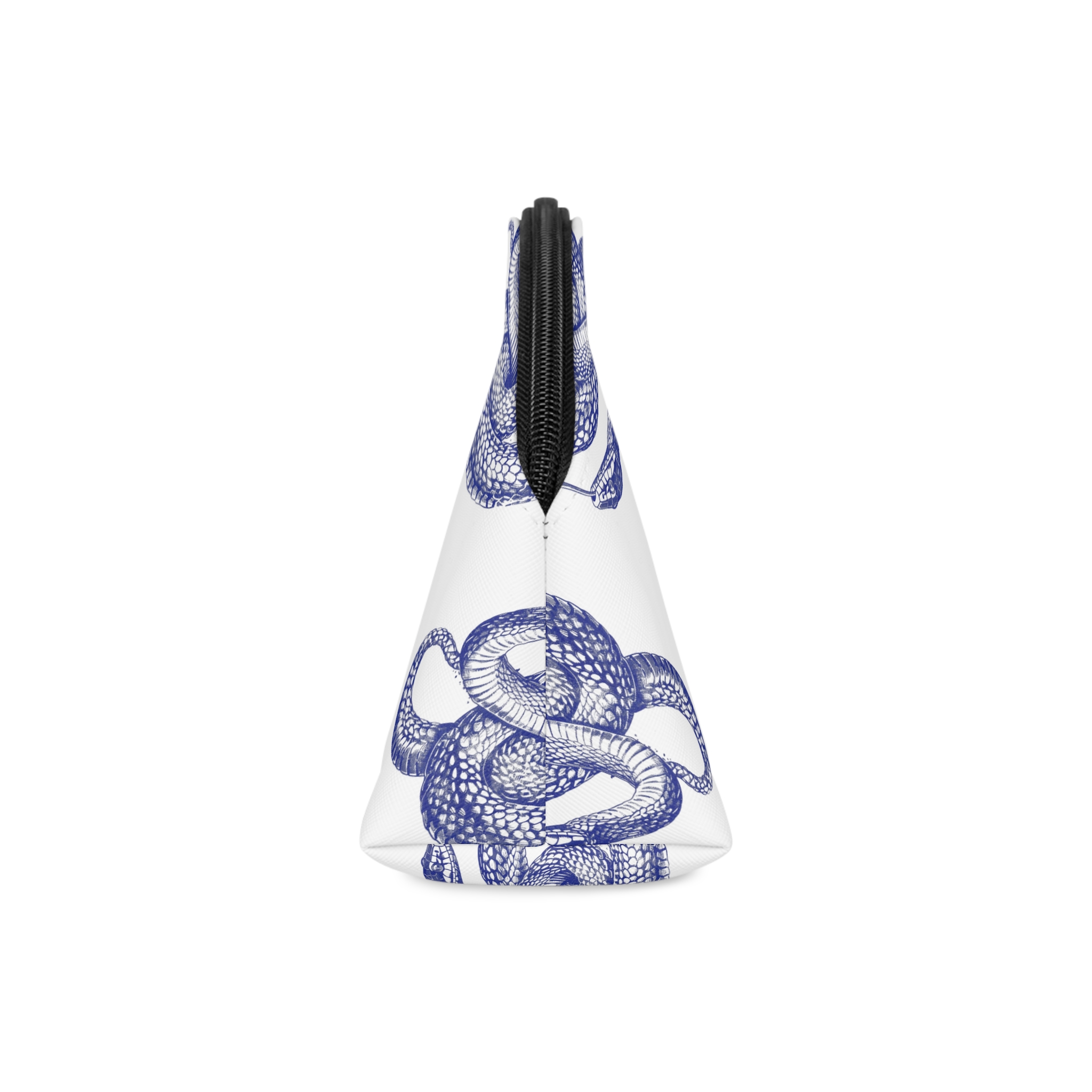 Blue Vector Hand Drawn Snake Reptile Drawing Illustration Vector Makeup Bag - Image 4