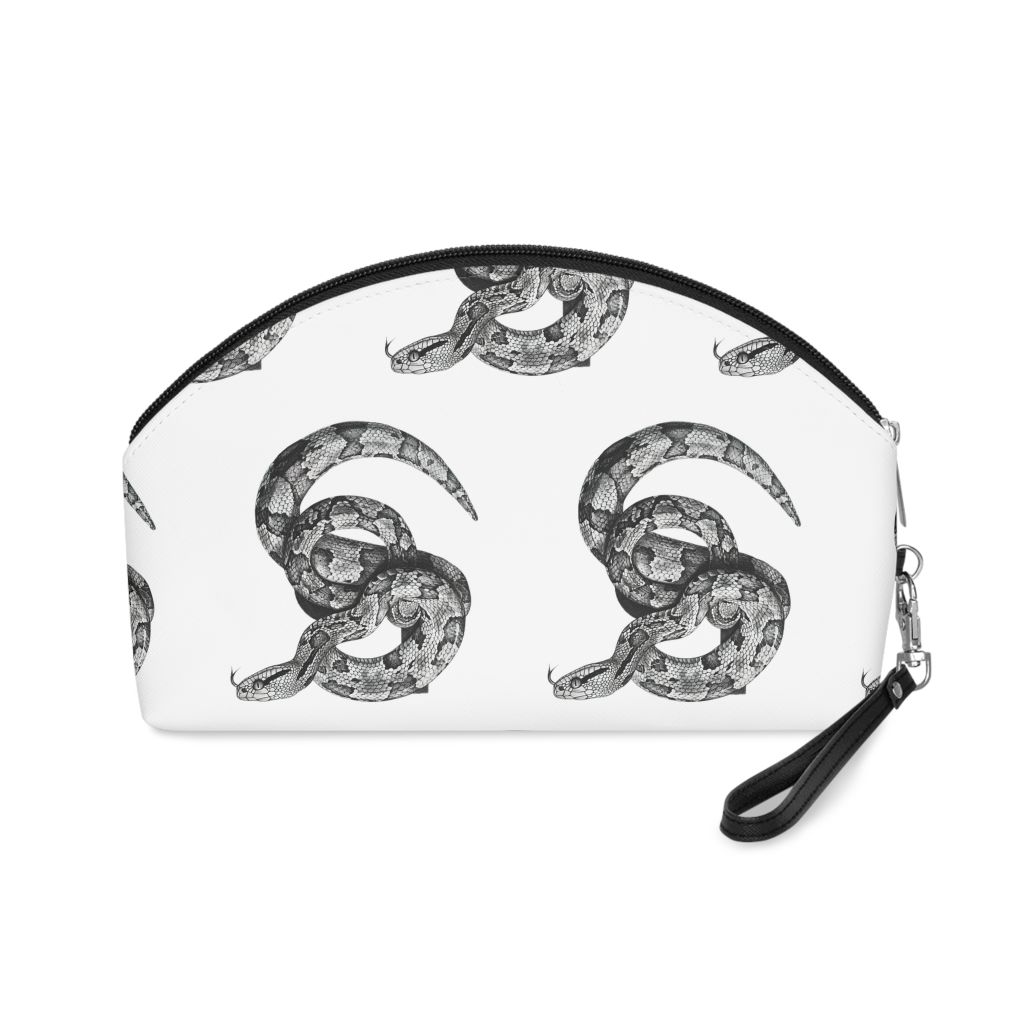 Black White Drawing Snake With White Background Makeup Bag - Image 2