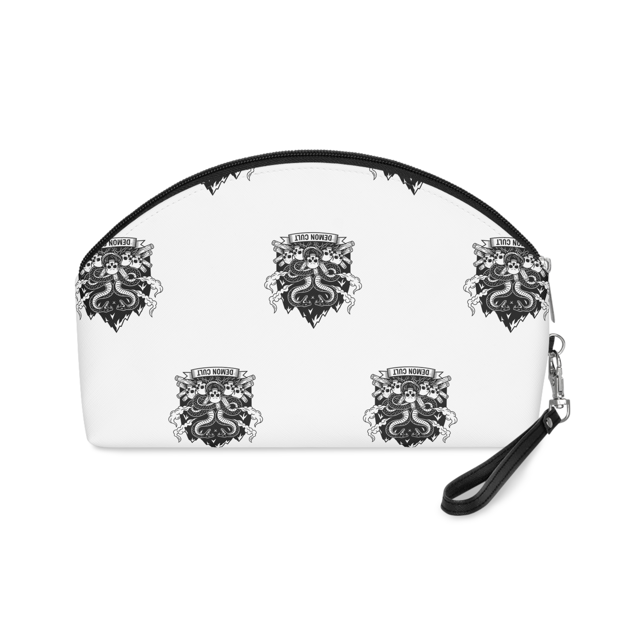 Demon Cult Emblem With Intertwined Snakes Skulls Makeup Bag - Image 2