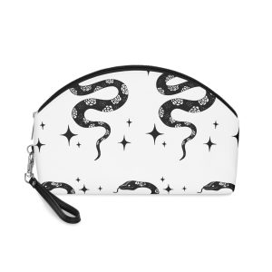 Celestial Mystical Lynocut Snake Vector Silhouette Illustration Black White Hand Drawn Mystic Makeup Bag