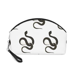 Black Golden Snake Wimple White Makeup Bag