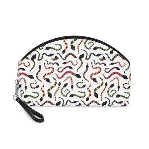 Colourful Snakes Pink Background Seamless Pattern Vector Hand Drawn Grunge Makeup Bag