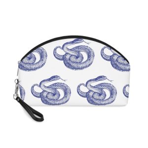 Blue Vector Hand Drawn Snake Reptile Drawing Illustration Vector Makeup Bag