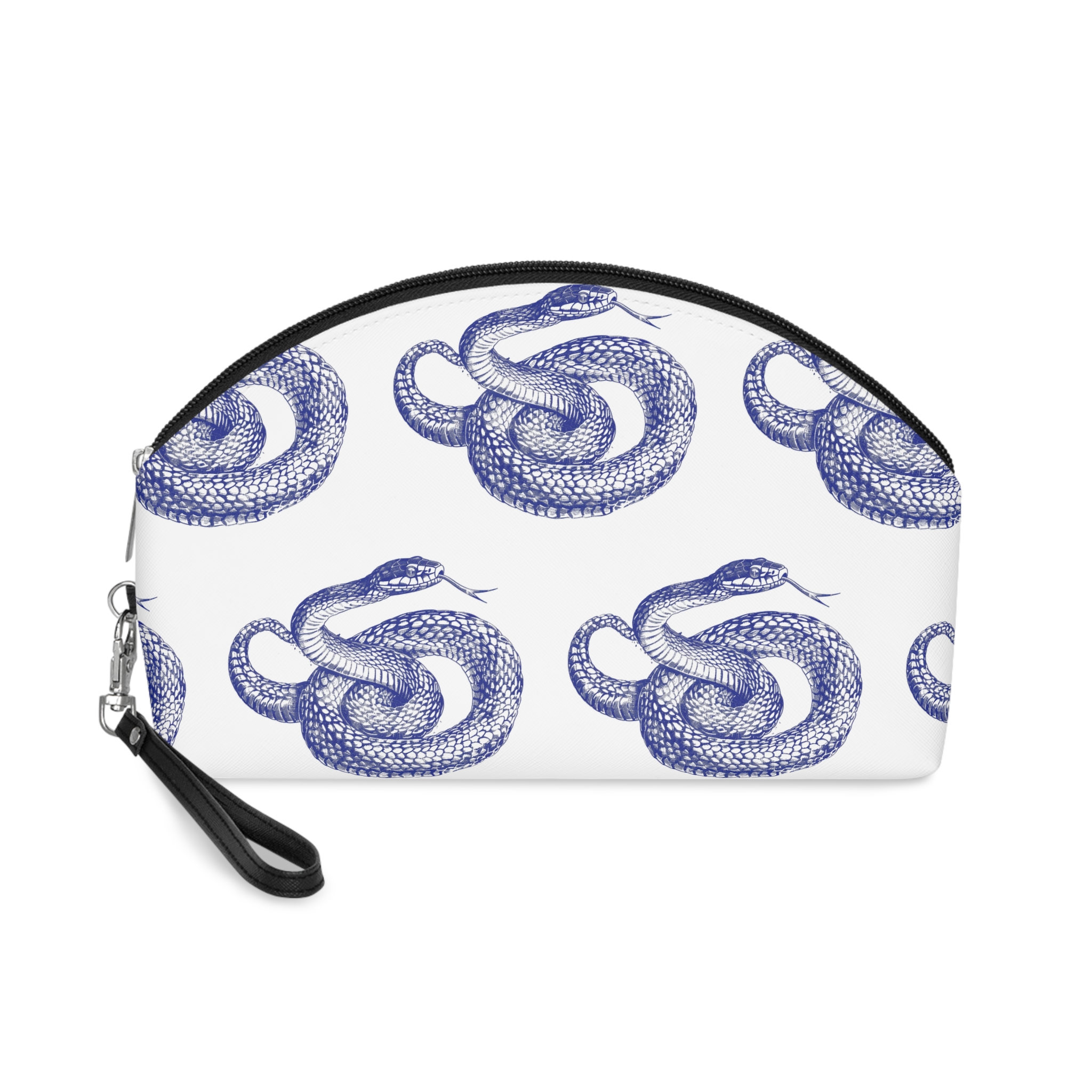 Blue Vector Hand Drawn Snake Reptile Drawing Illustration Vector Makeup Bag