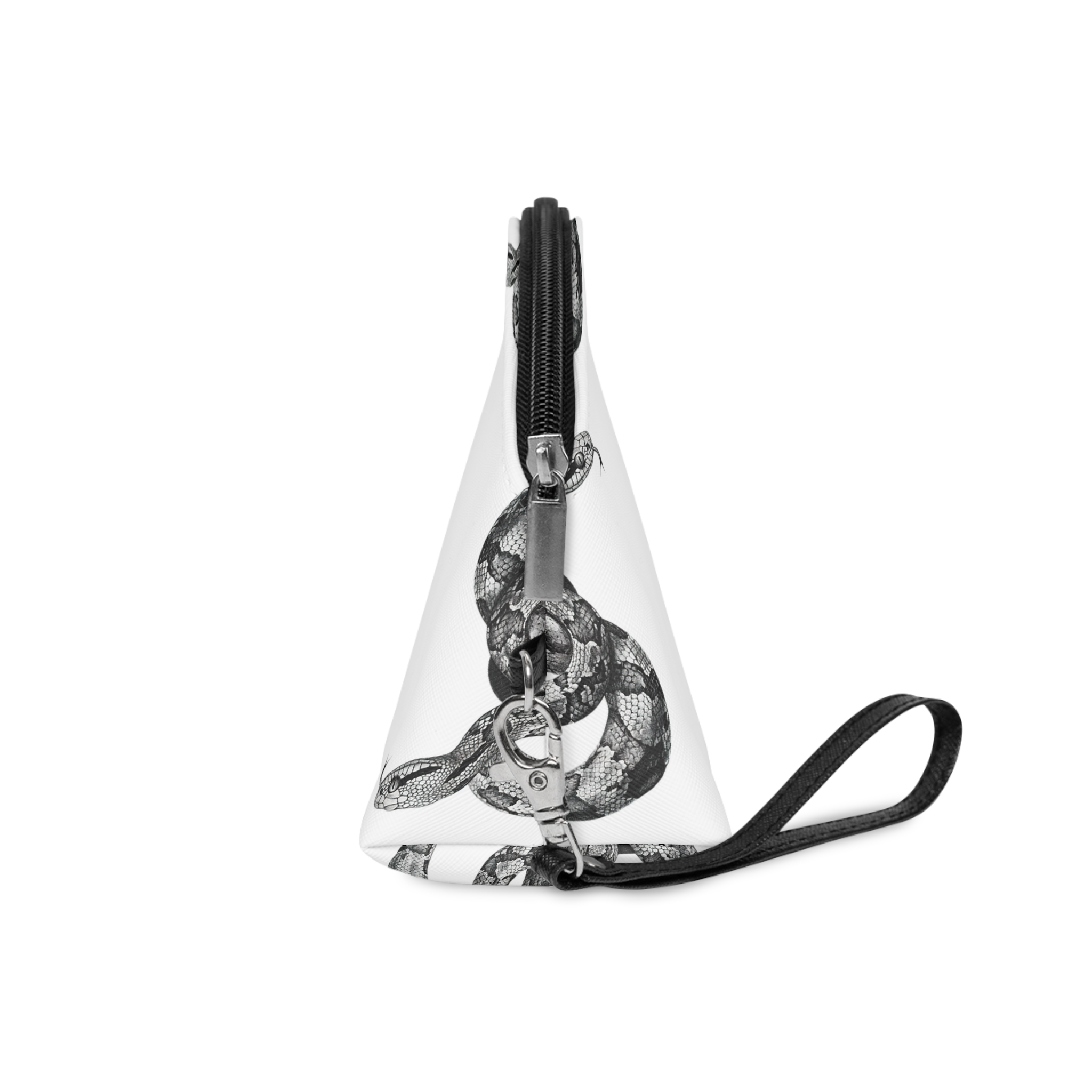 Black White Drawing Snake With White Background Makeup Bag - Image 3