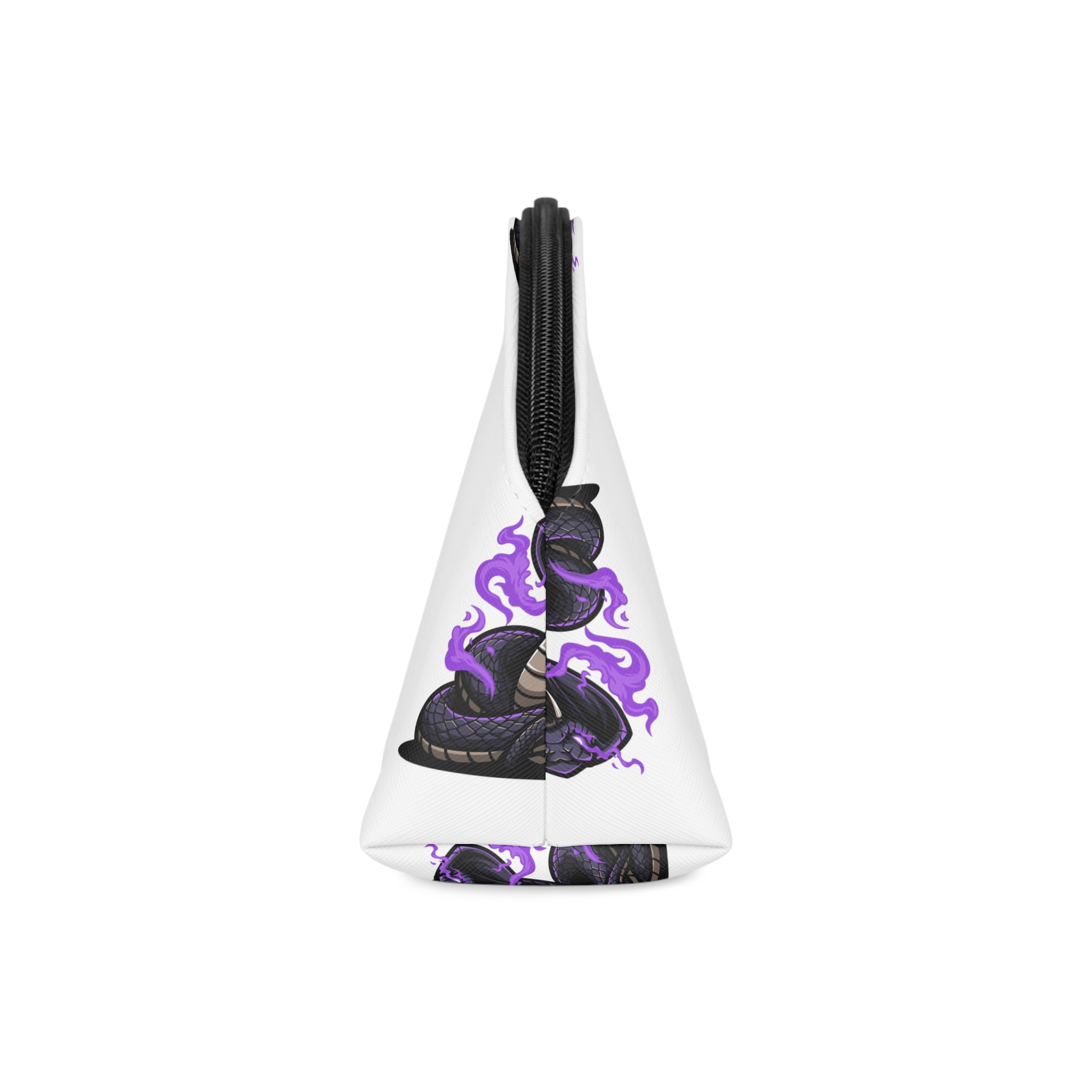Aggressive Coiled King Cobra With Mystical Purple Flames Makeup Bag - Image 4
