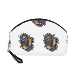 Colorful Coiled Snake With Open Mouth Makeup Bag