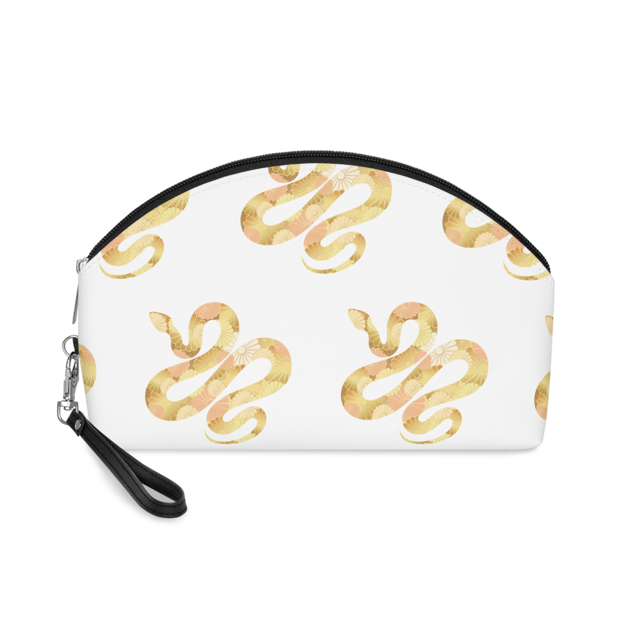 Ano Serpiente Vector Simbolo Zodiaco Decorado Patron Crisantemo Japones Vintage Aislado Makeup Bag