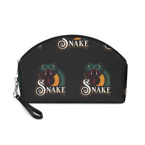 Detailed Illustration Venomous Snake Logo Makeup Bag
