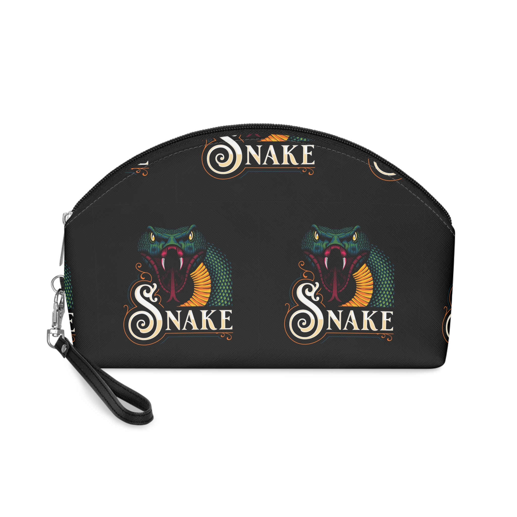 Detailed Illustration Venomous Snake Logo Makeup Bag