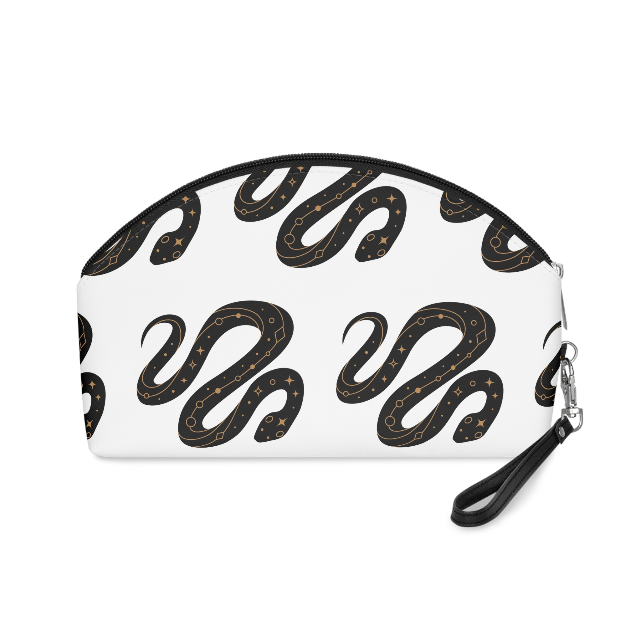 Black Snake Silhouette With Golden Mystical Elements (1) Makeup Bag - Image 2