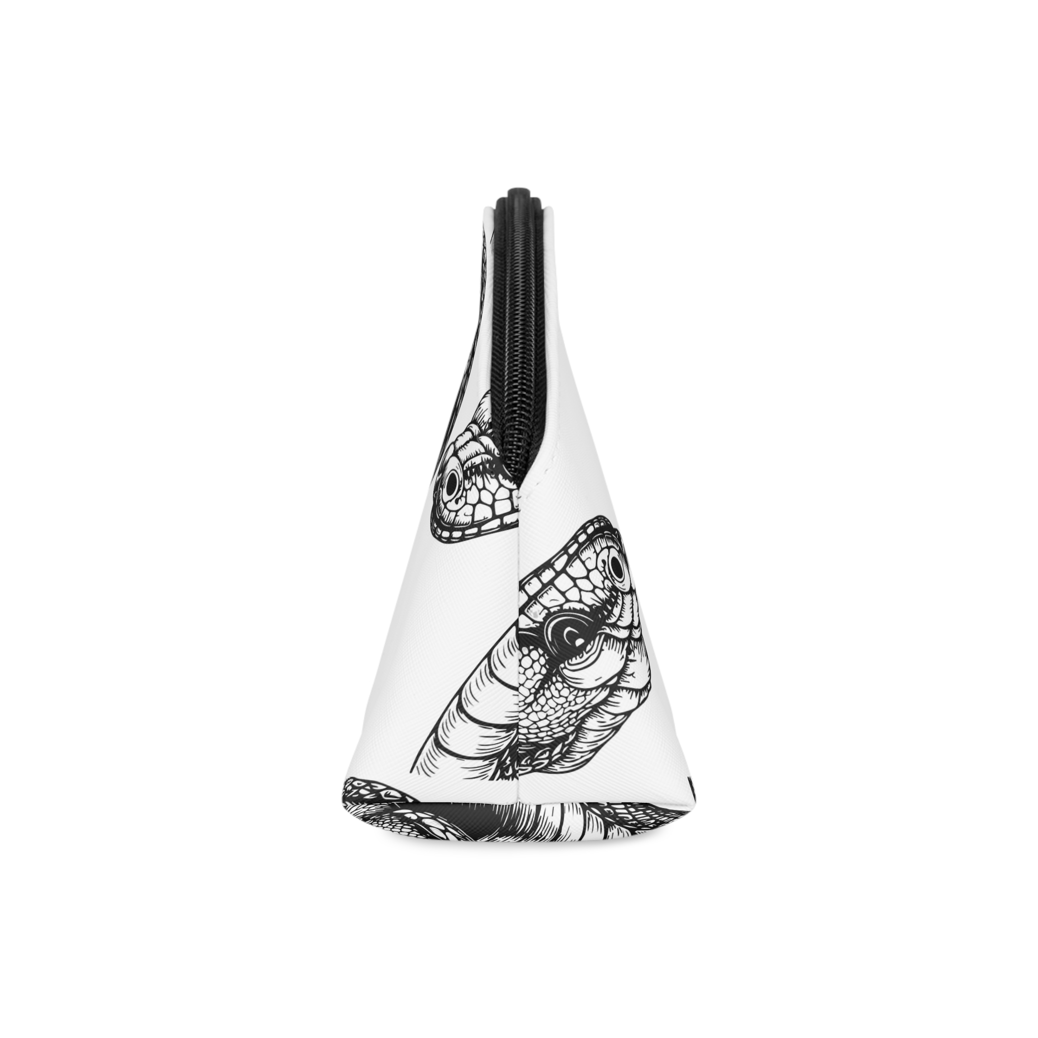 Detailed Hand Drawn Cobra Head Illustration Makeup Bag - Image 4