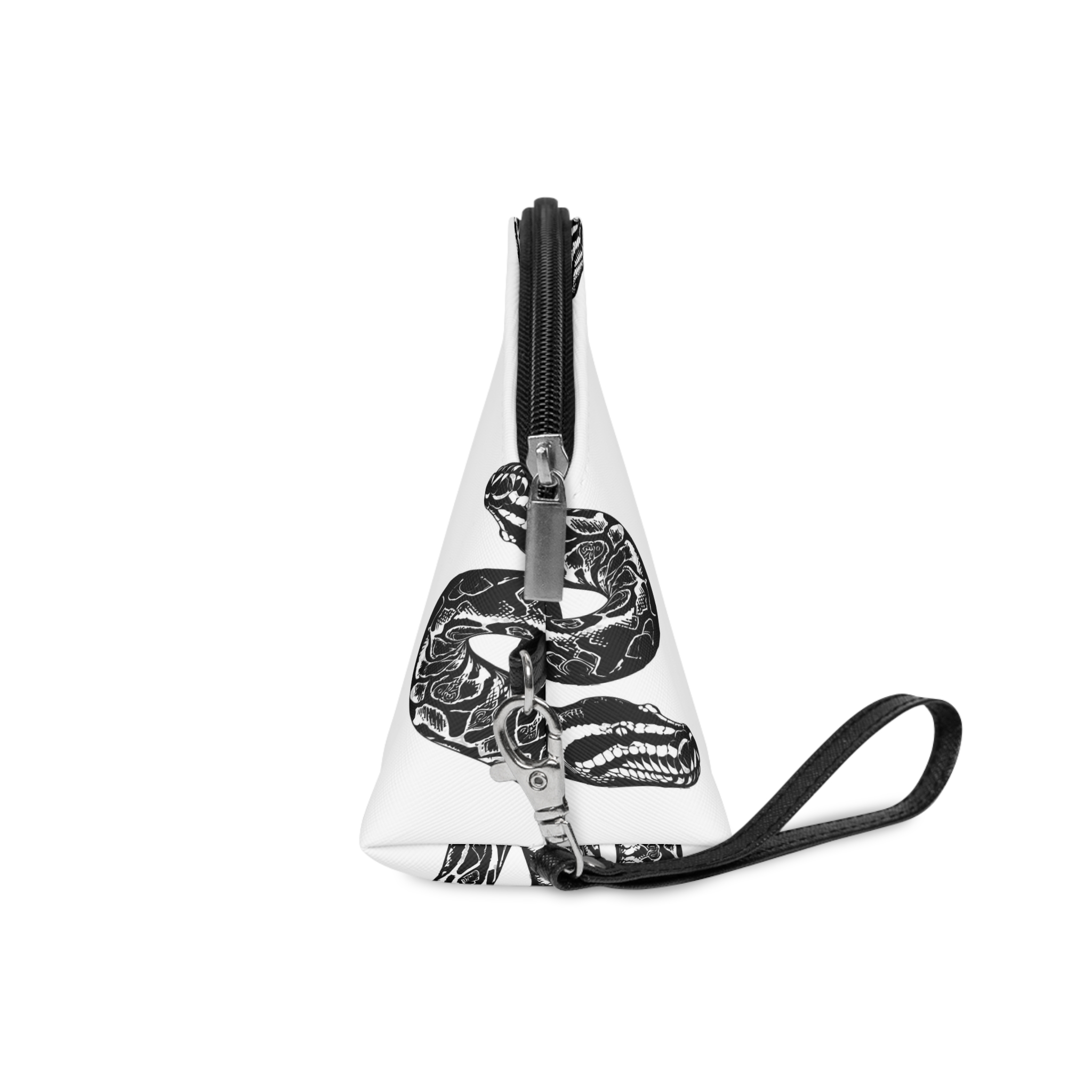 Black White Python Illustration Makeup Bag - Image 3