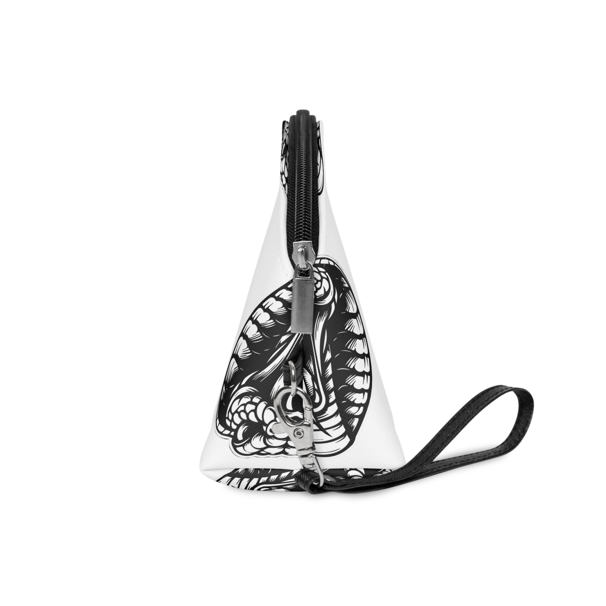 Dark Art Angry Cobra Snake Beast Head Black White Illustration Makeup Bag - Image 3