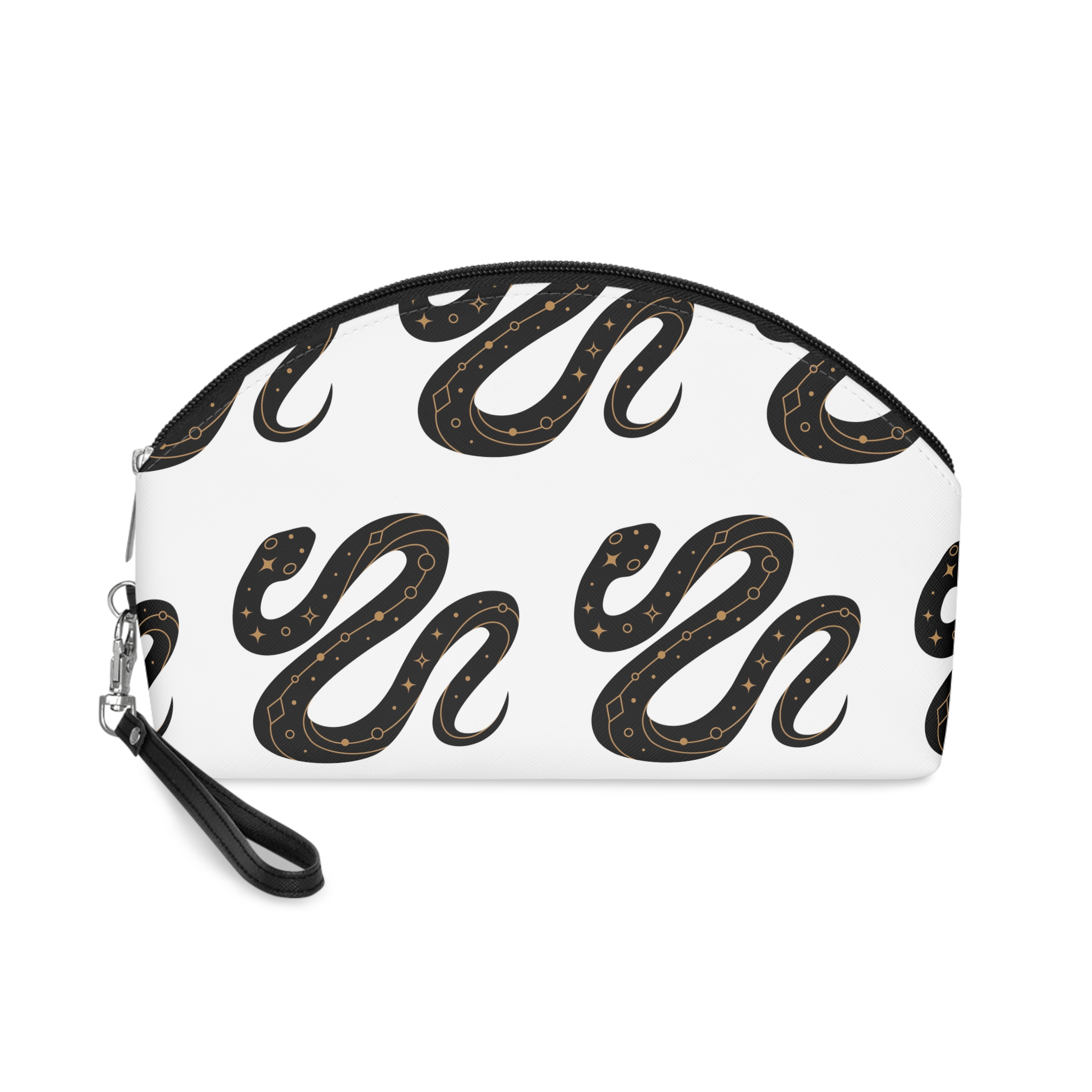 Black Snake Silhouette With Golden Mystical Elements (1) Makeup Bag