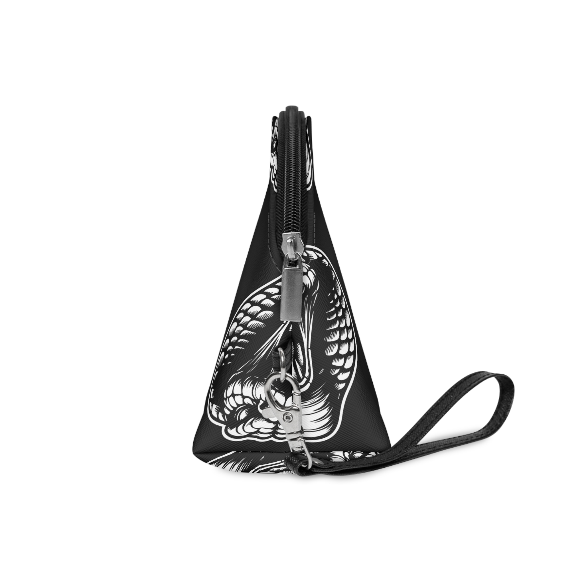 Dark Art Angry Cobra Snake Beast Head Black White Illustration(1) Makeup Bag - Image 3