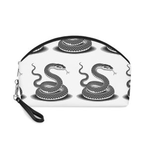 Coiled Snake Illustration With Tongue Out Makeup Bag