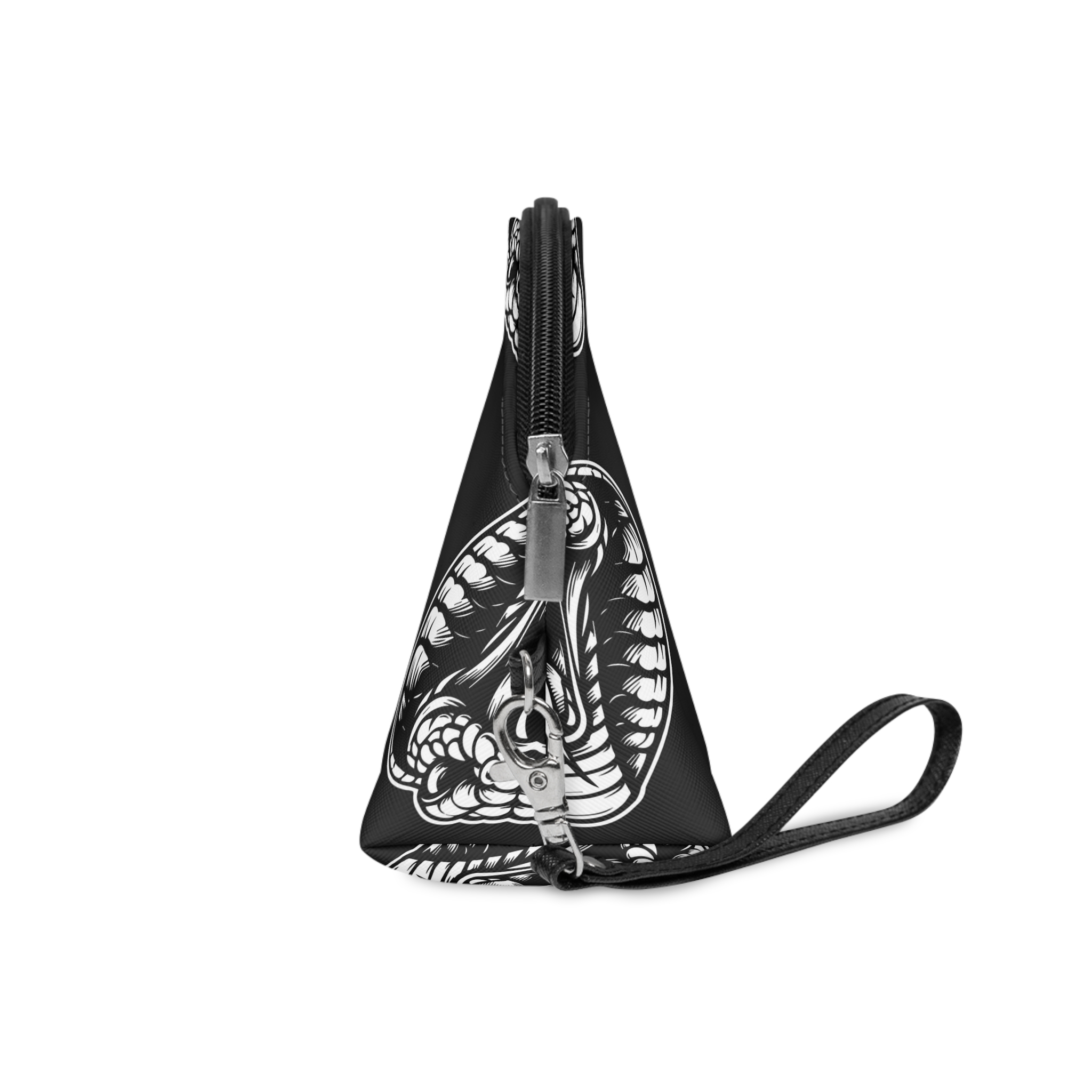 Dark Art Angry Cobra Snake Beast Head Black White Illustration(2) Makeup Bag - Image 3