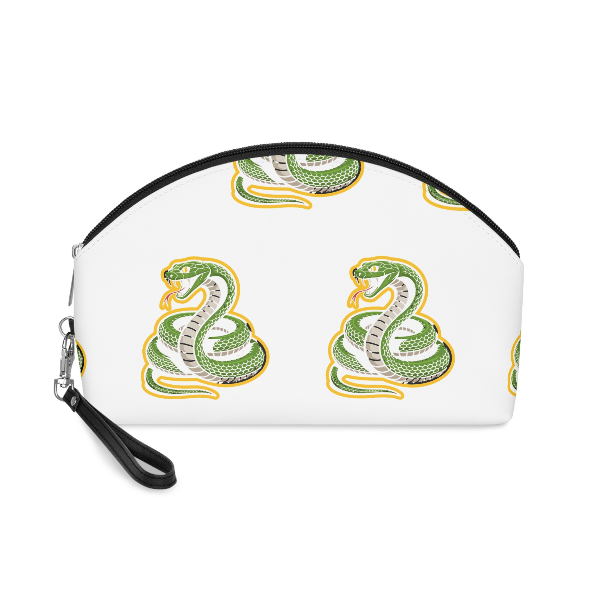 Coiled Green Snake Mascot Logo Makeup Bag