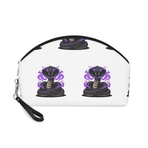 Aggressive Coiled King Cobra With Mystical Purple Flames Makeup Bag