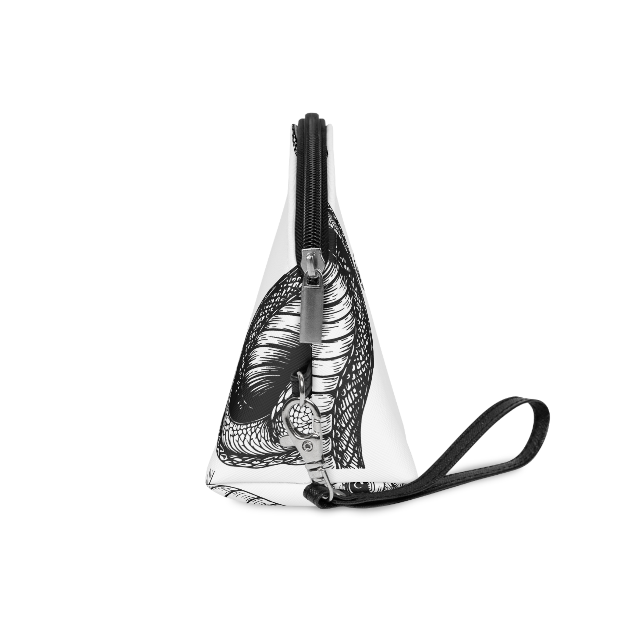 Detailed Hand Drawn Cobra Head Illustration Makeup Bag - Image 3