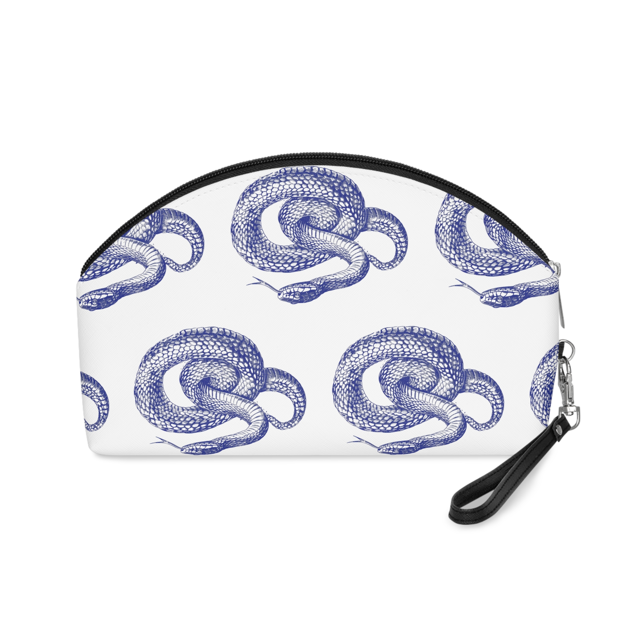 Blue Vector Hand Drawn Snake Reptile Drawing Illustration Vector Makeup Bag - Image 2