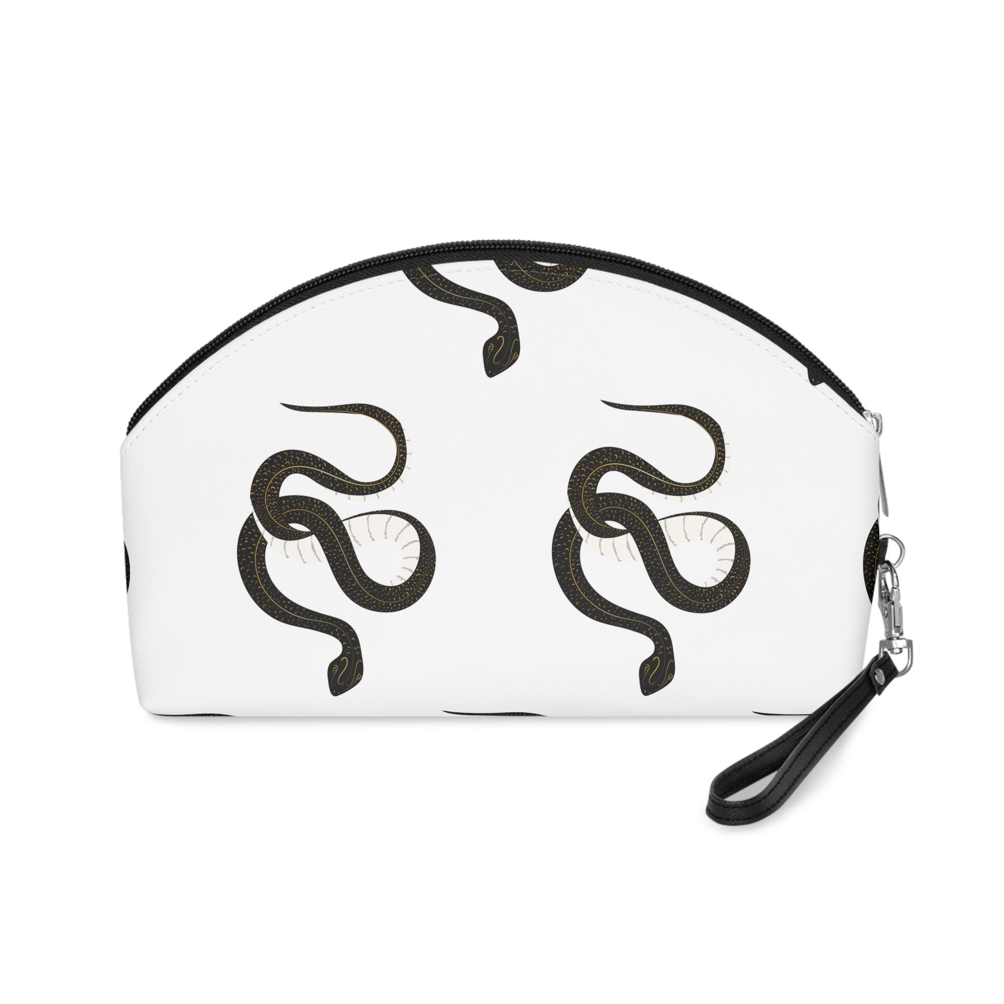Black Golden Snake Wimple White Makeup Bag - Image 2