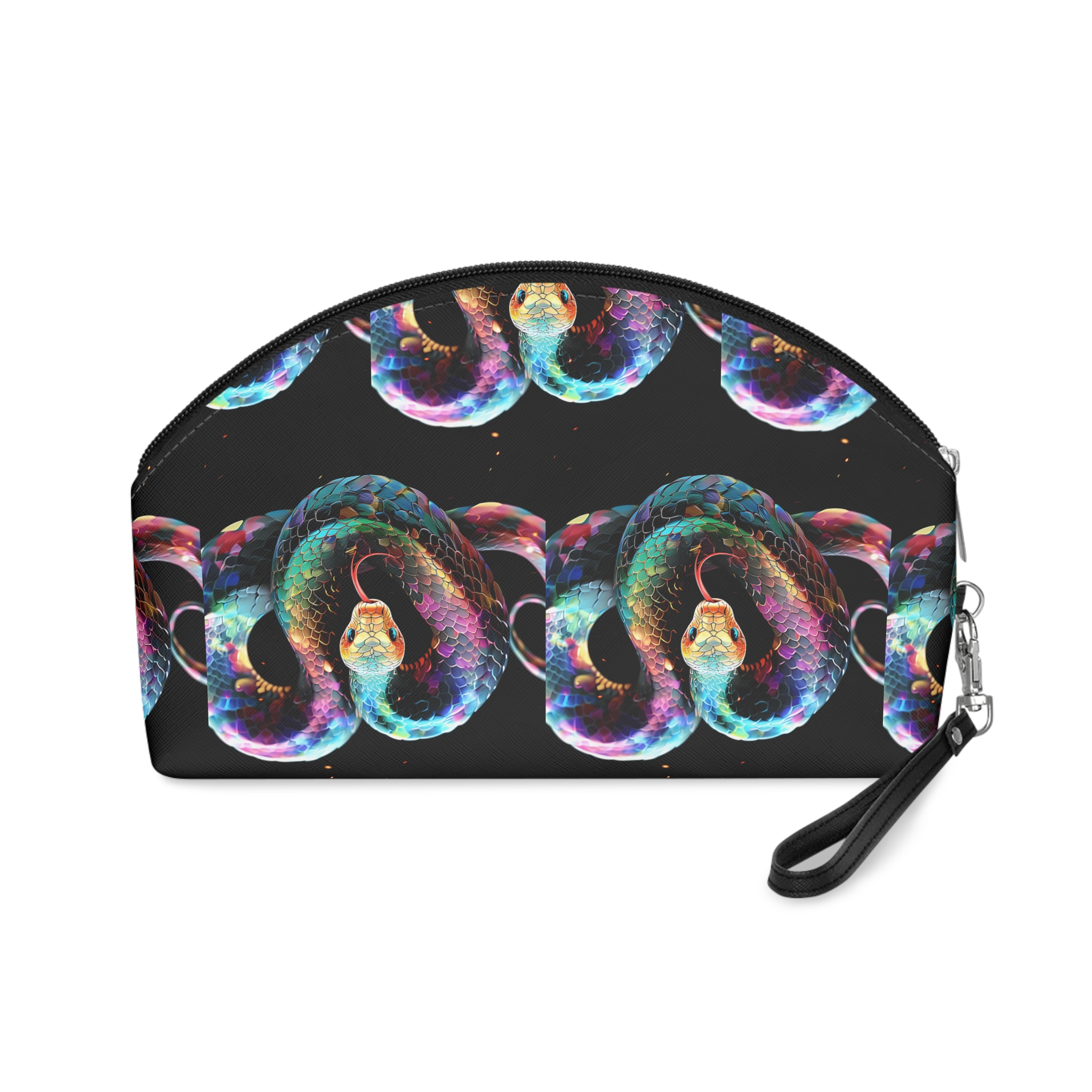 Brightly Colored Snake With Long Tongue Sticking Out Its Mouth Makeup Bag - Image 2