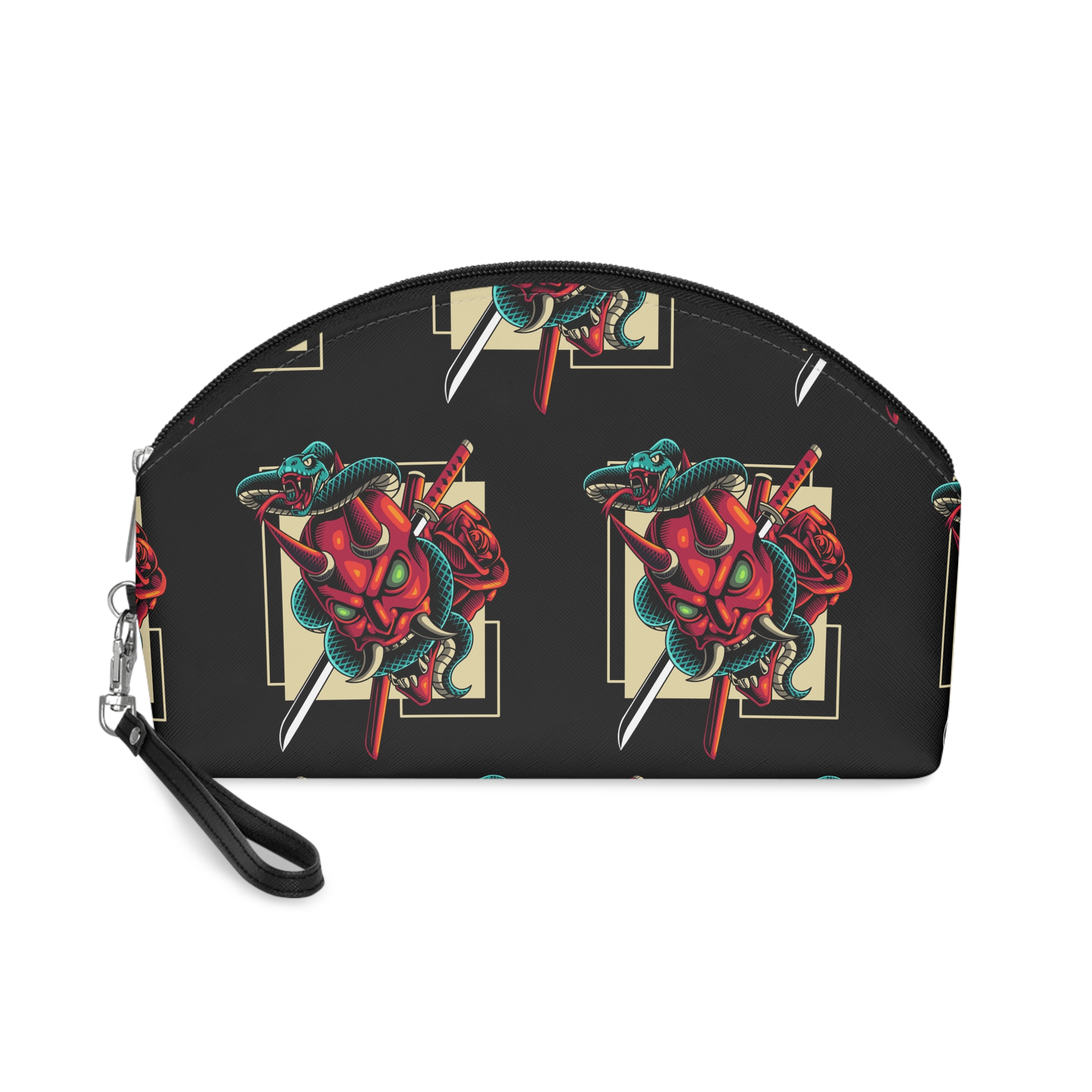 Devil Head With Snake Mascot Makeup Bag