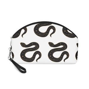 Black Snake Silhouette With Golden Mystical Elements Makeup Bag