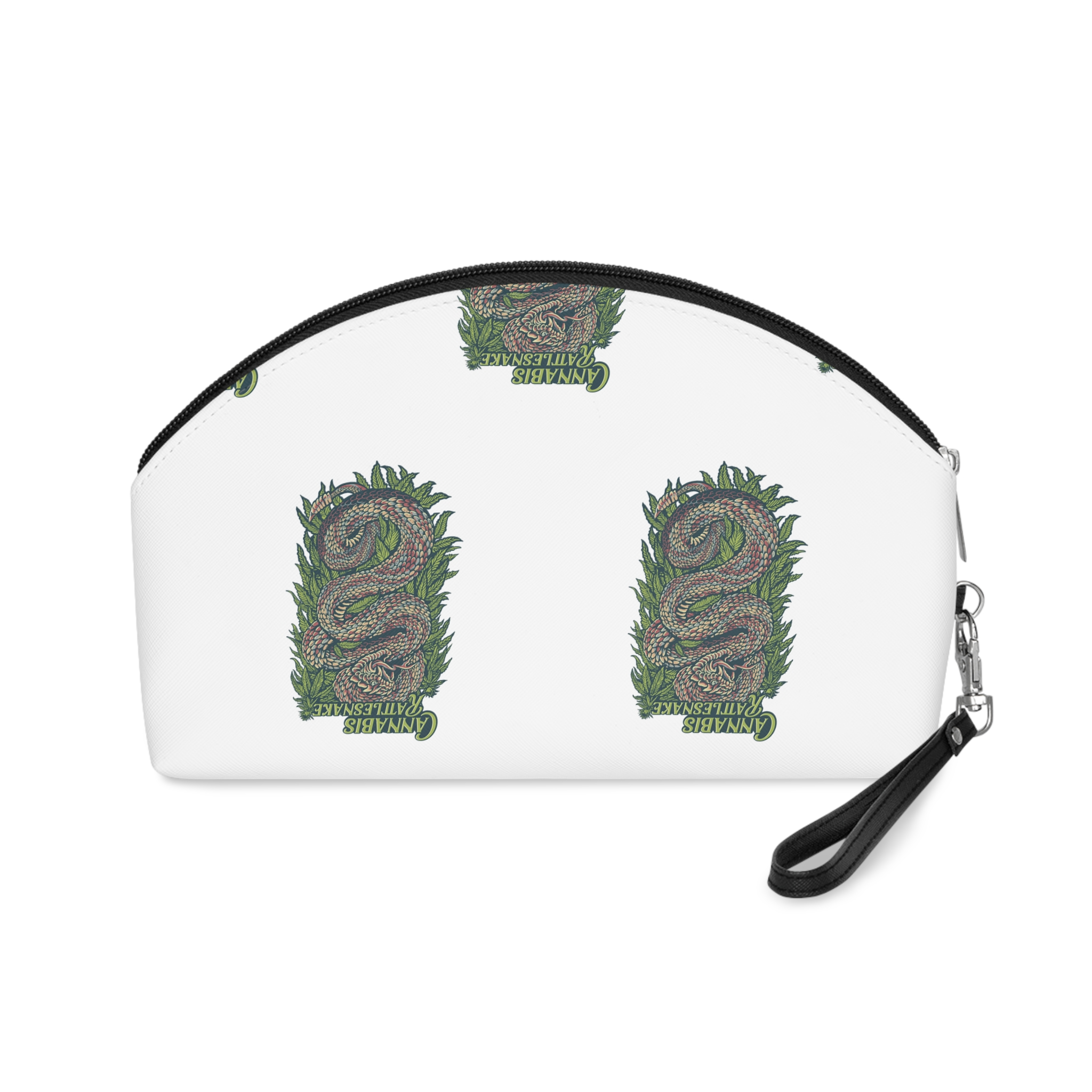 Cannabis Rattlesnake Vintage Hand Drawn Illustration Makeup Bag - Image 2