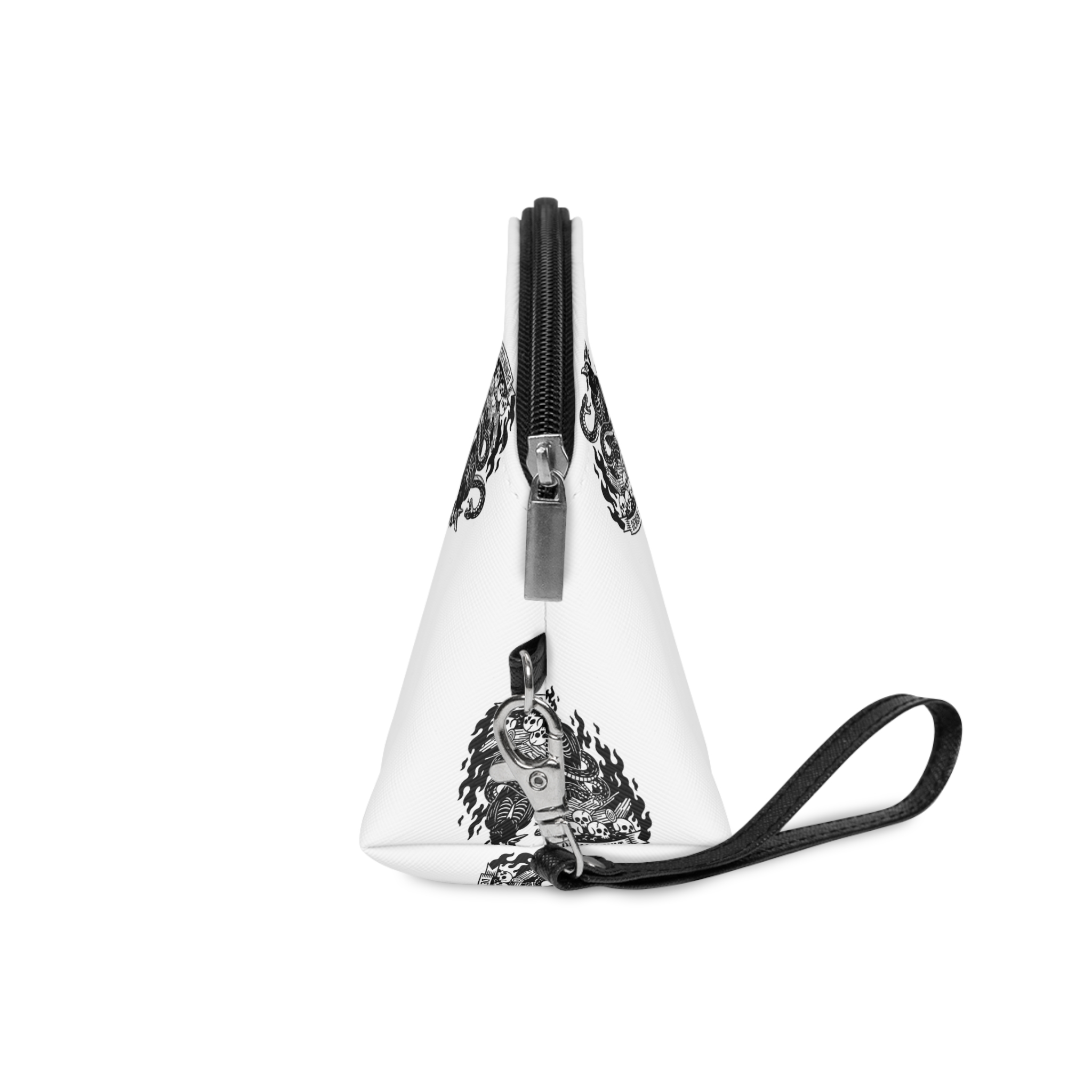 Demon Cult Emblem Raven Snake Skulls Flames Makeup Bag - Image 3