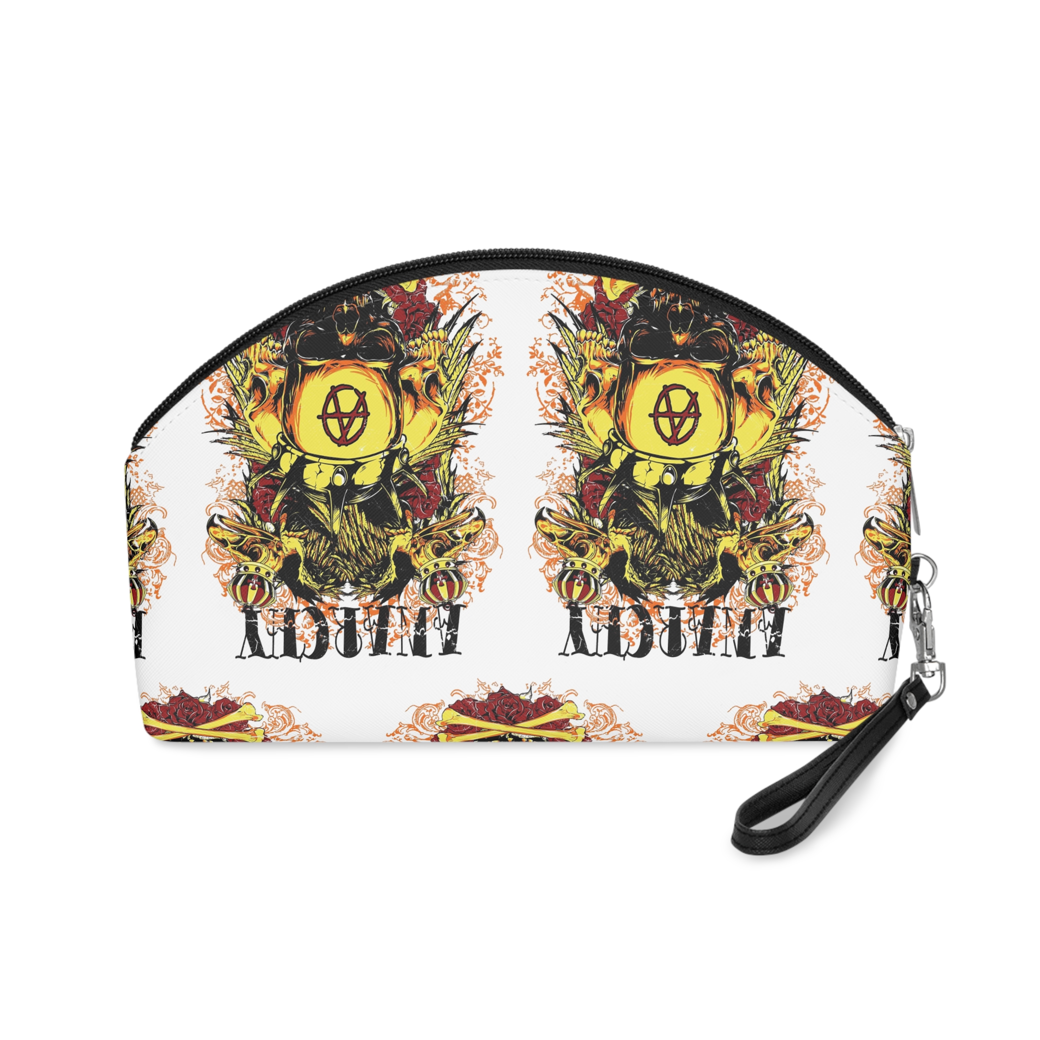 Anarchy Marked Skull King With Crowned Bird Skeletons Makeup Bag - Image 2