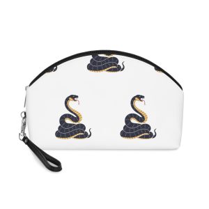 Coiled Snake Illustration With Tongue Out (1) Makeup Bag