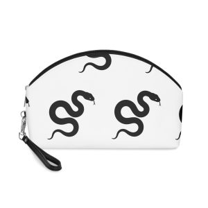 Black Snake Silhouette With Tongue Out Makeup Bag