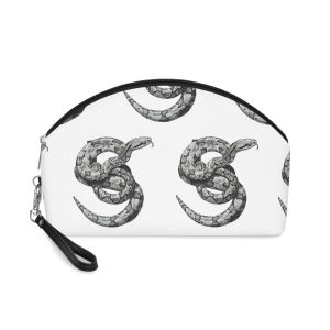 Black White Drawing Snake With White Background Makeup Bag