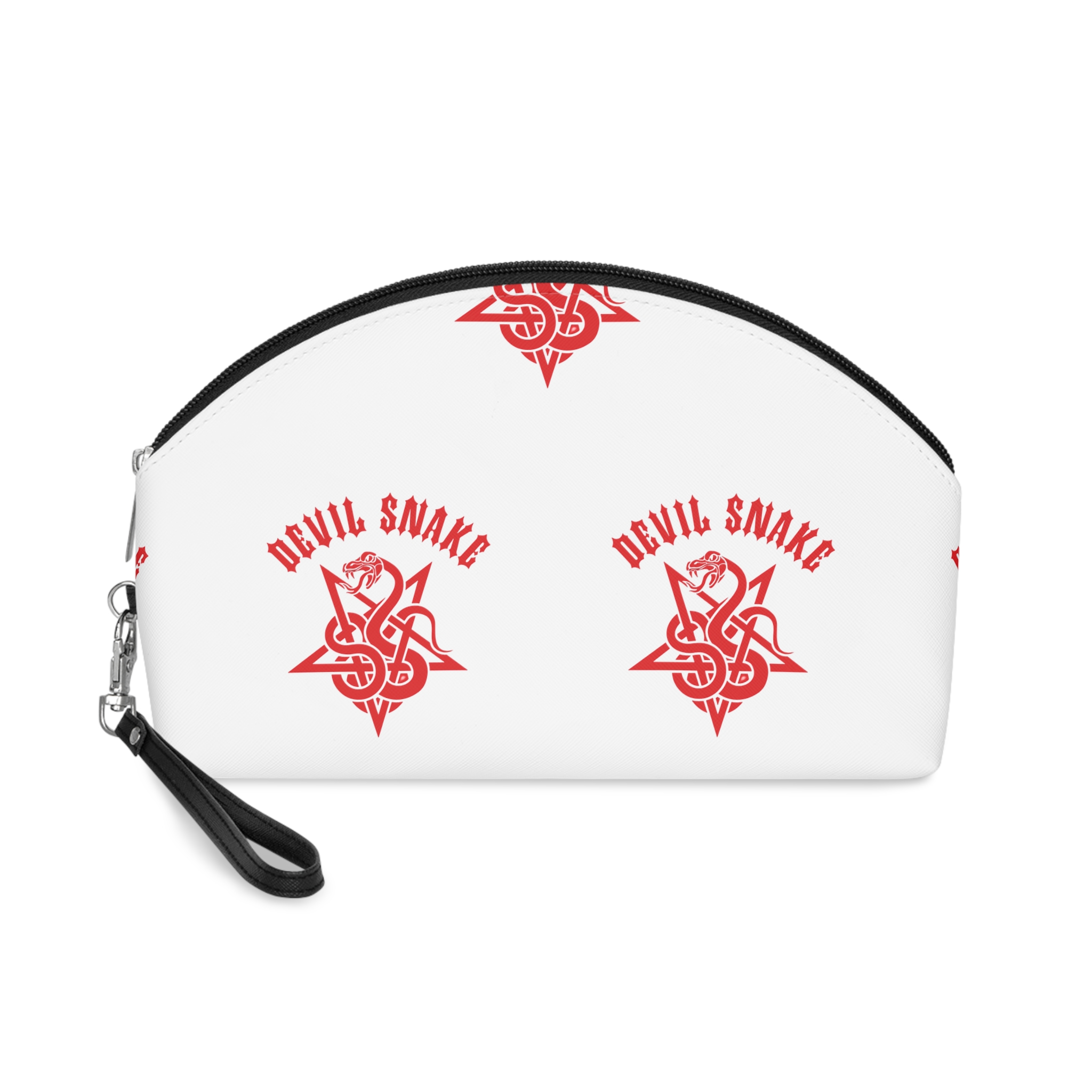 Black Red Sign That Says Devil Snake Makeup Bag