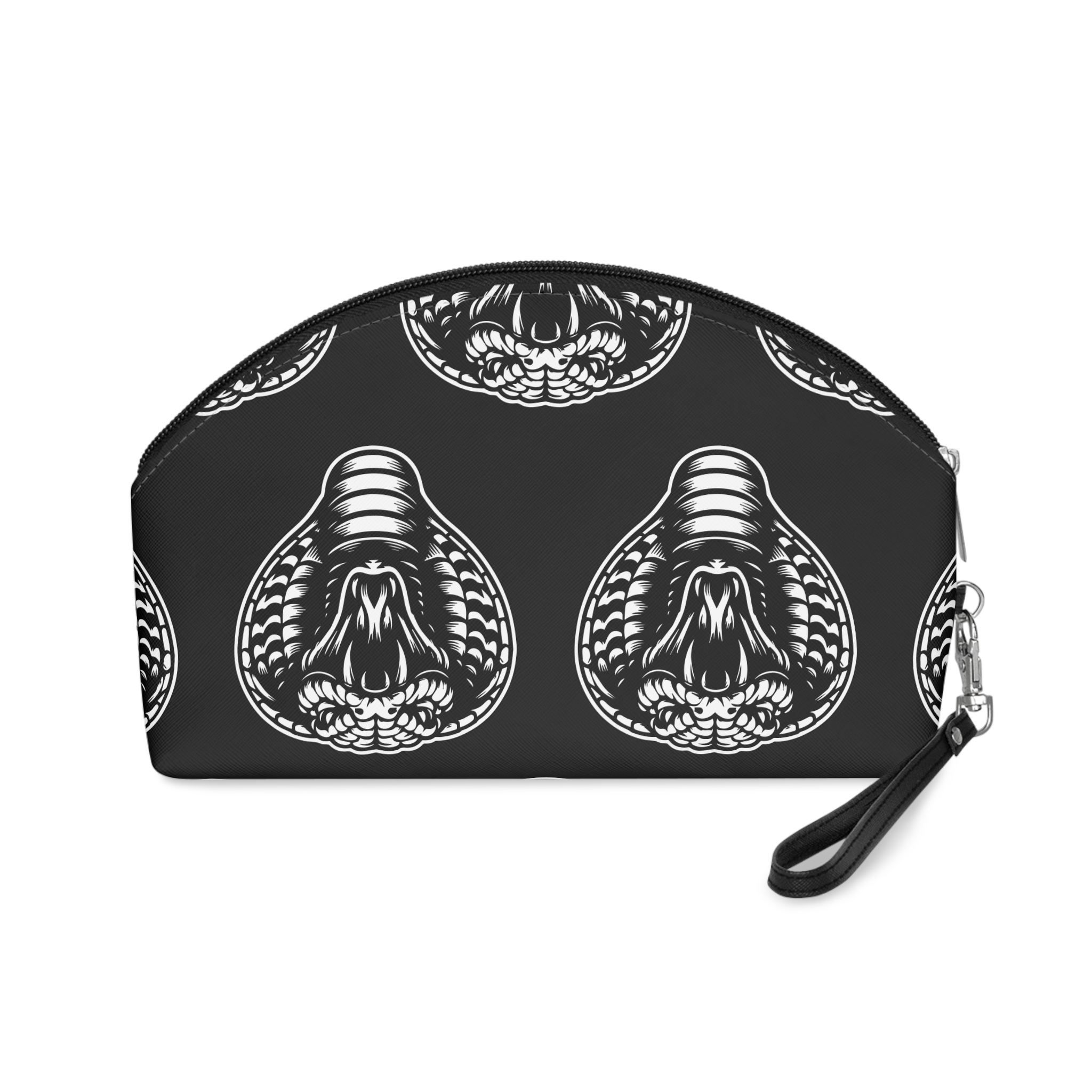 Dark Art Angry Cobra Snake Beast Black White Illustration Makeup Bag - Image 2
