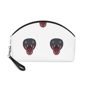 Detailed Illustration Depicts Head Venomous Snake With Its Mouth Open Revealing Sharp Fangs Forked Tongue Makeup Bag