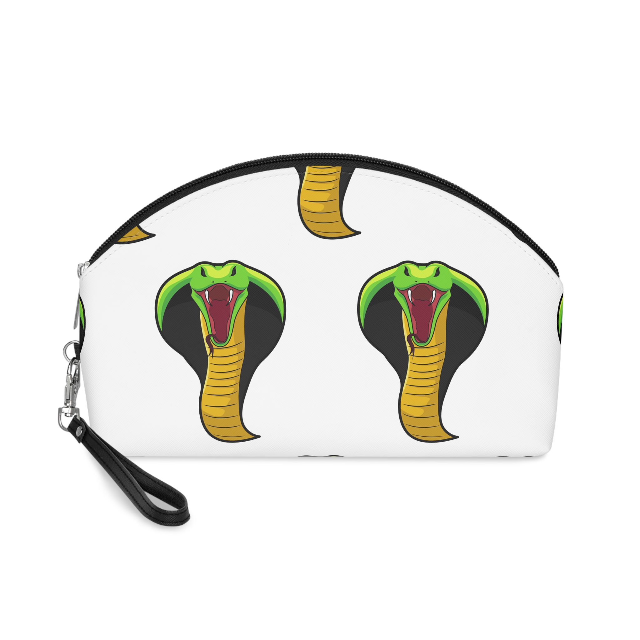 Angry Green Cobra Illustration Makeup Bag