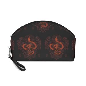 Antique Cat Head With Vintage Engraving Makeup Bag